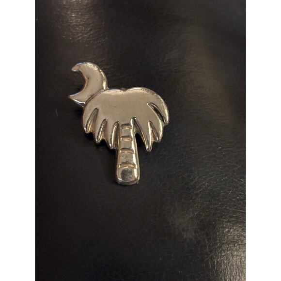 925 Sterling Silver Palm Tree and Moon Brooch and Pendant - Picture 1 of 4